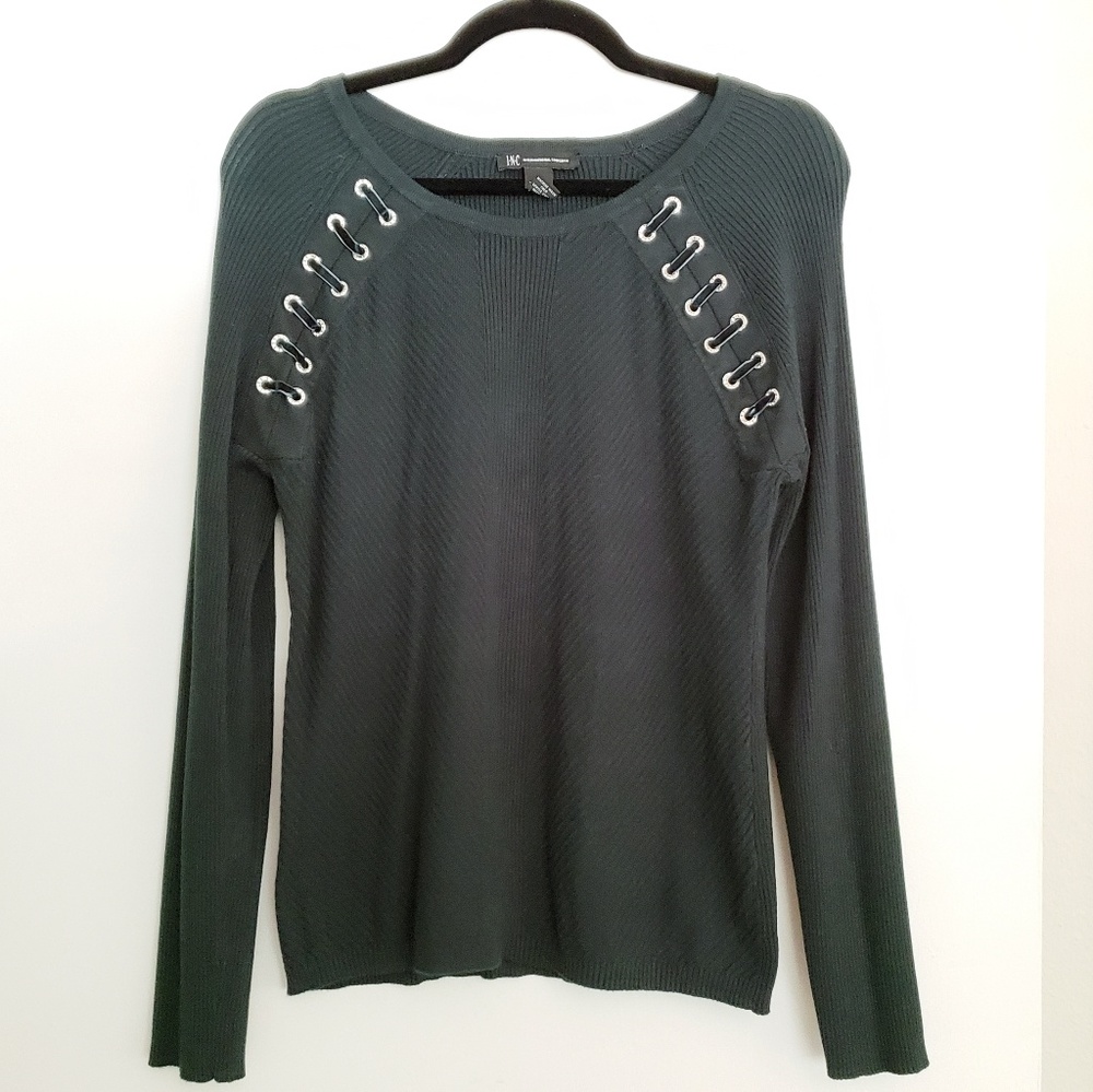 INC long sleeve sweater top- Forrest Green